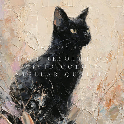 Black Cat Frame Tv Art, Digital Download Art for Frame Tv, Fall Tv Art, Halloween Tv Art, Painting Frame Tv Art, Cat Tv Art