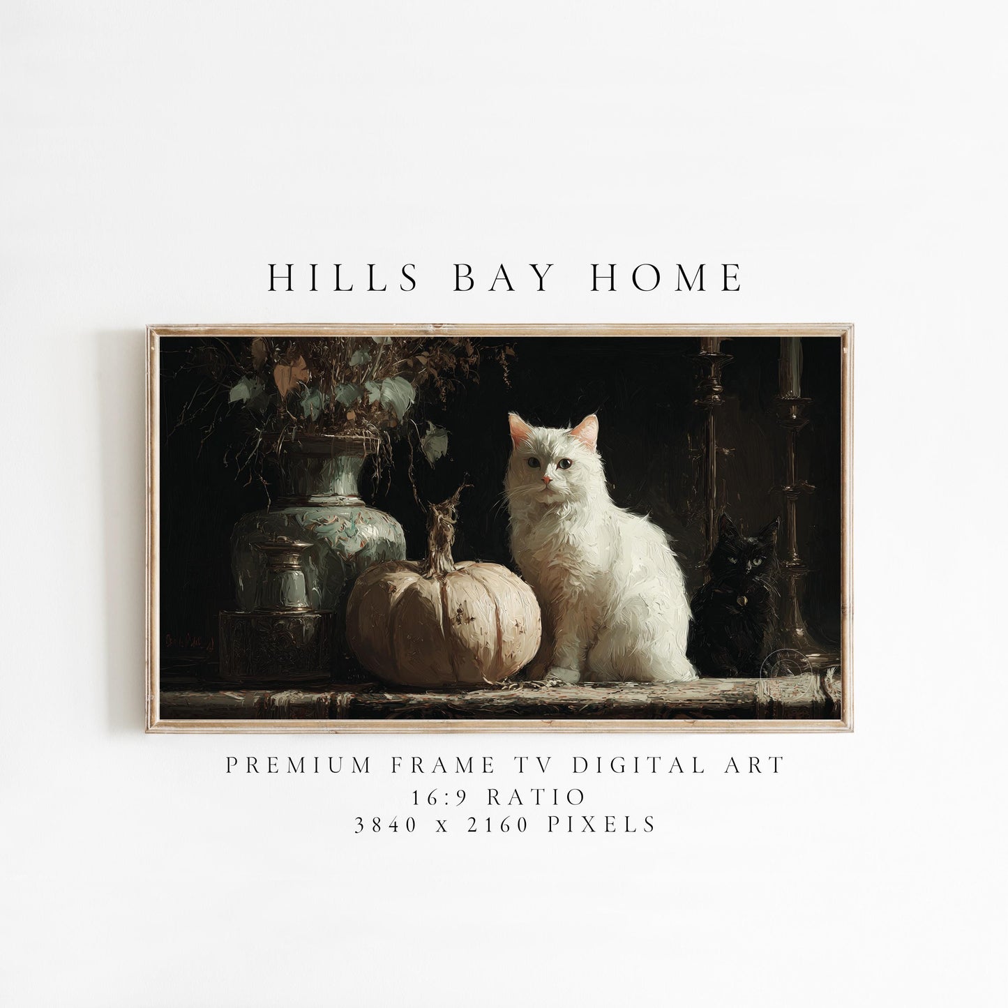 Fall Frame Tv Art, Digital Download Art for Frame Tv, Cat Tv Art, Halloween Tv Art, Painting Frame Tv Art, Vintage Tv Art