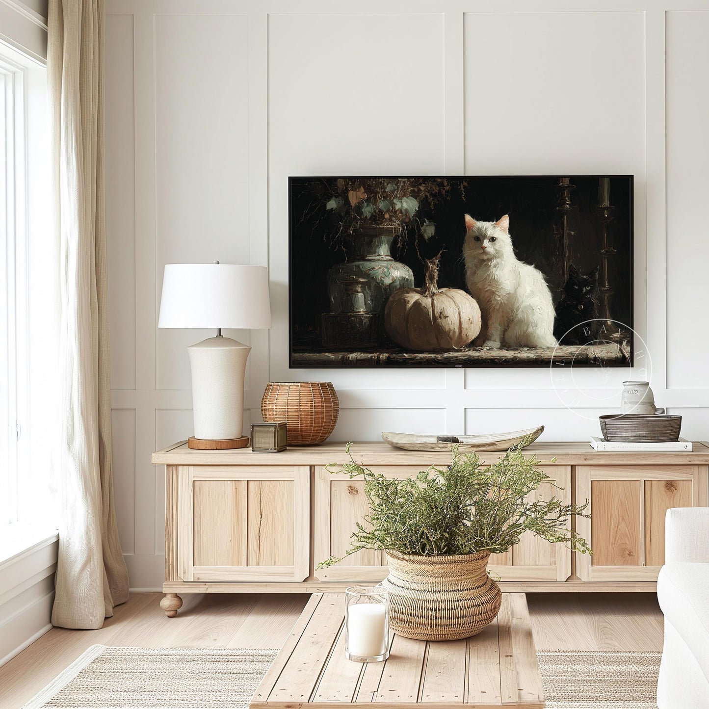 Fall Frame Tv Art, Digital Download Art for Frame Tv, Cat Tv Art, Halloween Tv Art, Painting Frame Tv Art, Vintage Tv Art