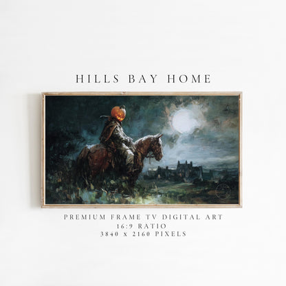 Halloween Frame Tv Art, Digital Download Art for Frame Tv, Fall Tv Art, Headless Horseman Tv Art, Painting Frame Tv Art, Spooky Tv Art