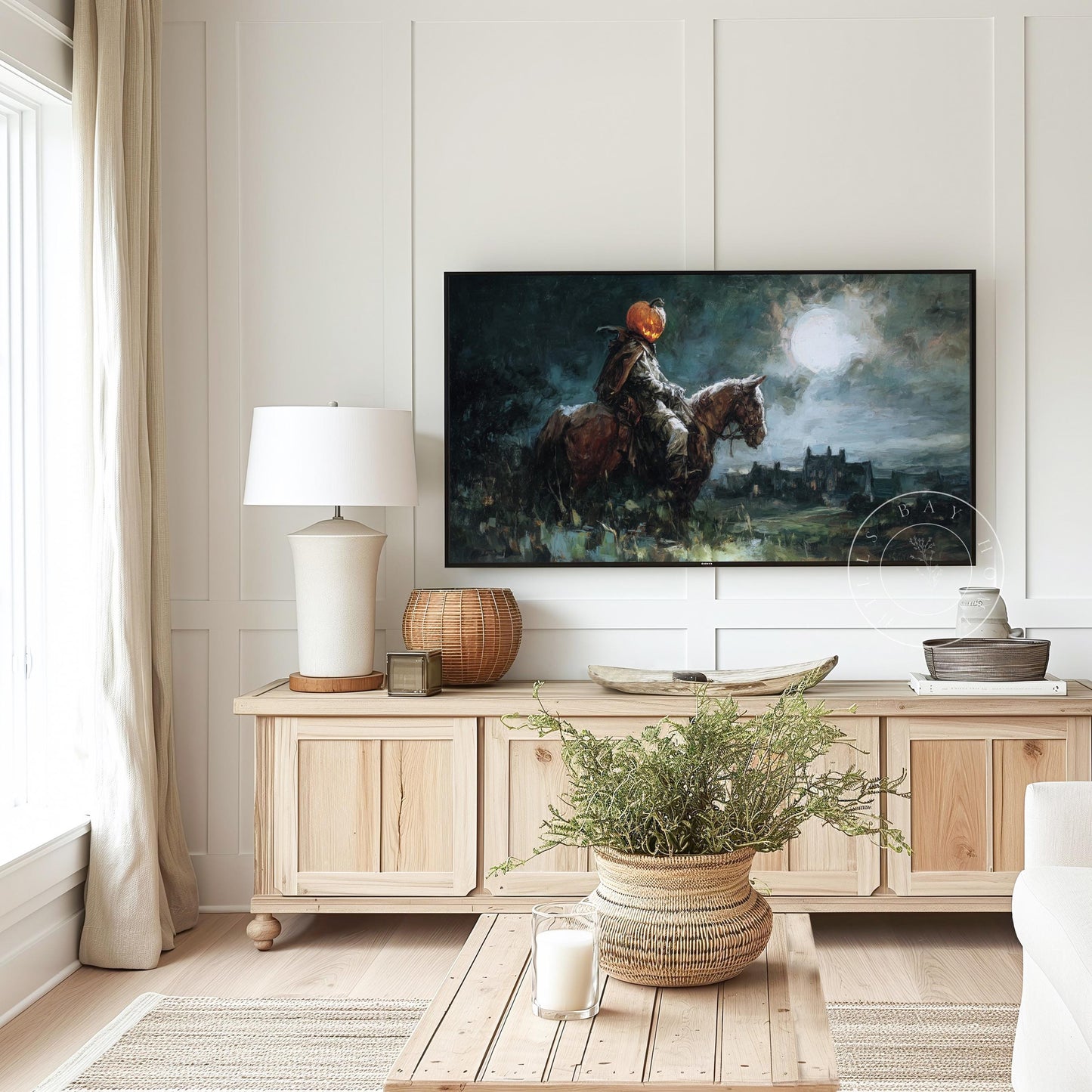 Halloween Frame Tv Art, Digital Download Art for Frame Tv, Fall Tv Art, Headless Horseman Tv Art, Painting Frame Tv Art, Spooky Tv Art