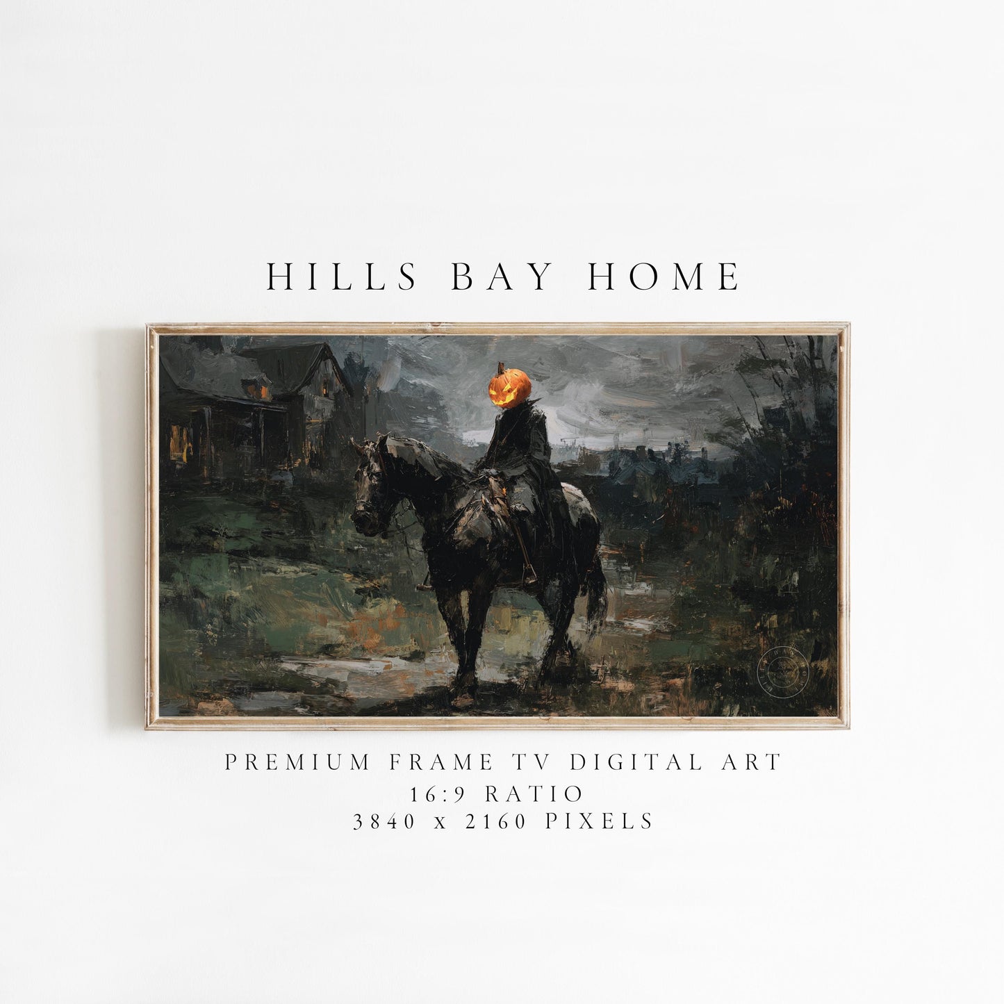 Halloween Frame Tv Art, Digital Download Art for Frame Tv, Fall Tv Art, Headless Horseman Tv Art, Painting Frame Tv Art, Spooky Tv Art