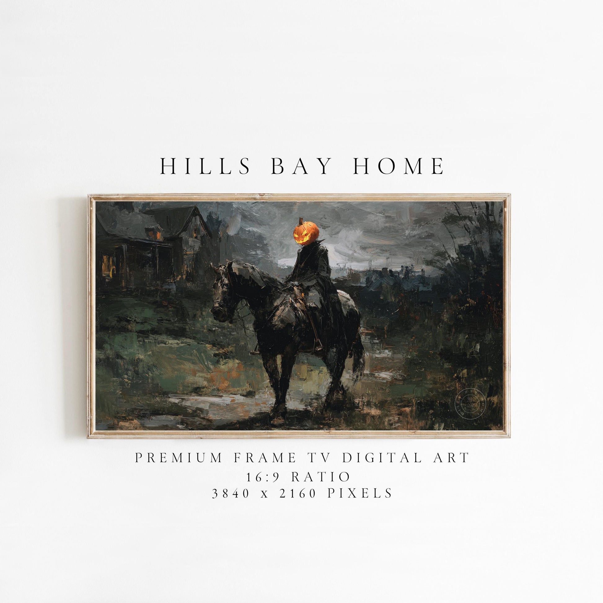 Halloween Frame Tv Art, Digital Download Art for Frame Tv, Fall Tv Art, Headless Horseman Tv Art, Painting Frame Tv Art, Spooky Tv Art