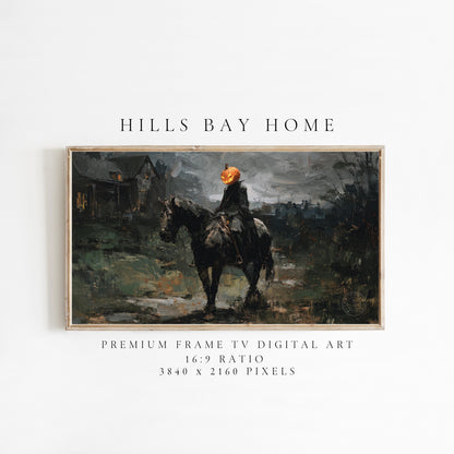 Halloween Frame Tv Art, Digital Download Art for Frame Tv, Fall Tv Art, Headless Horseman Tv Art, Painting Frame Tv Art, Spooky Tv Art