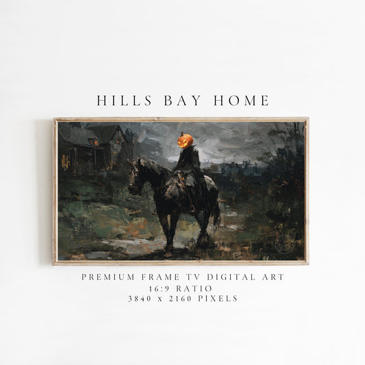 Halloween Frame Tv Art, Digital Download Art for Frame Tv, Fall Tv Art, Headless Horseman Tv Art, Painting Frame Tv Art, Spooky Tv Art