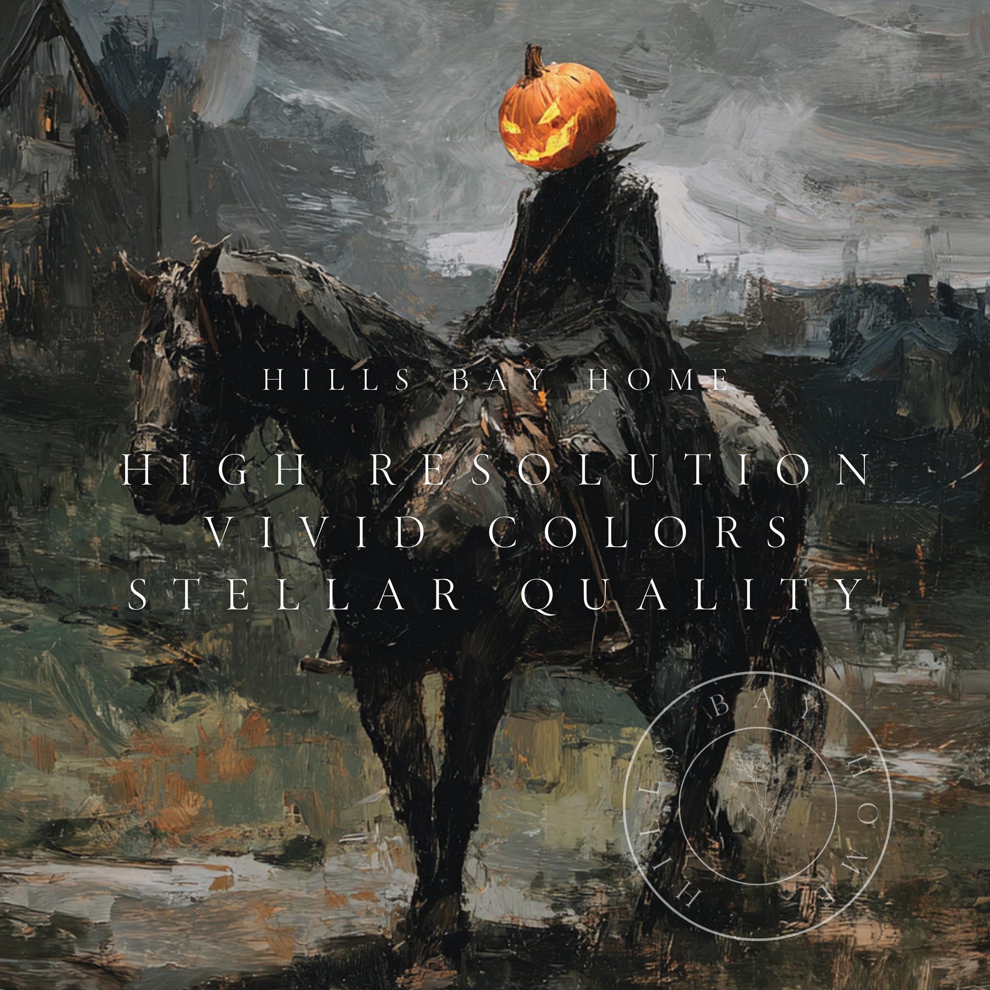 Halloween Frame Tv Art, Digital Download Art for Frame Tv, Fall Tv Art, Headless Horseman Tv Art, Painting Frame Tv Art, Spooky Tv Art