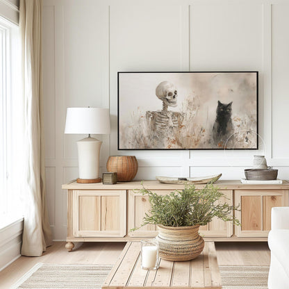 Halloween Frame Tv Art, Digital Art for Frame Tv, Fall Tv Art, Skeleton Tv Art, Painting Frame Tv Art, Spooky Tv Art, Black Cat Tv Art