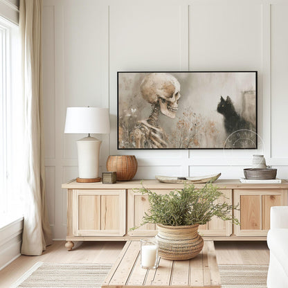 Halloween Frame Tv Art, Digital Art for Frame Tv, Fall Tv Art, Skeleton Tv Art, Painting Frame Tv Art, Spooky Tv Art, Black Cat Tv Art