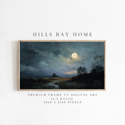 Full Moon Frame Tv Art, Digital Art for Frame Tv, Night Tv Art, Meadow Tv Art, Painting Frame Tv Art, Night Landscape Tv Art, Neutral Tv Art