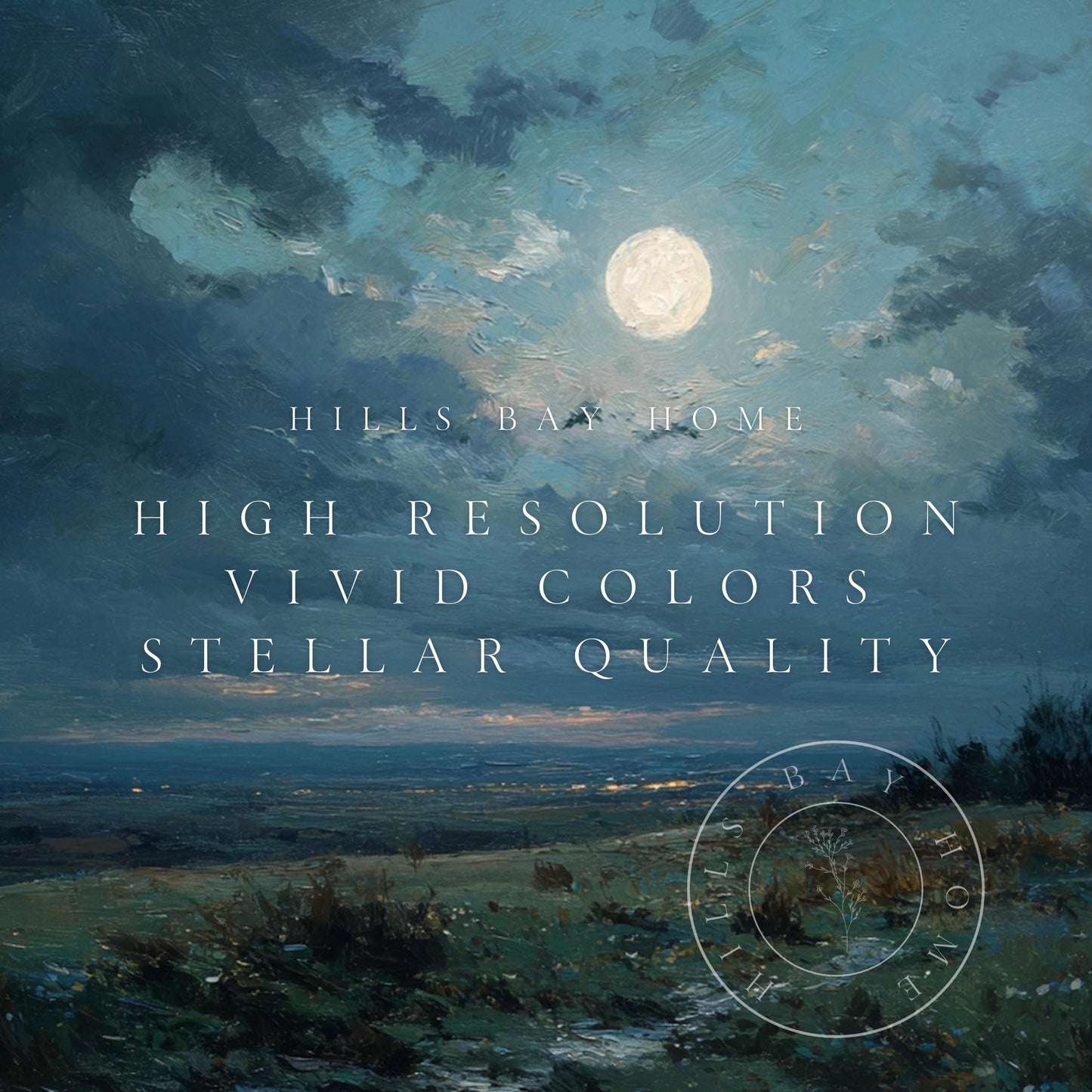 Full Moon Frame Tv Art, Digital Art for Frame Tv, Night Tv Art, Meadow Tv Art, Painting Frame Tv Art, Night Landscape Tv Art, Neutral Tv Art