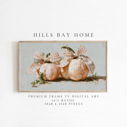 Pumpkins with Bows Frame Tv Art, Digital Download Art for Frame Tv, Fall Tv Art, Halloween Tv Art, Painting Frame Tv Art