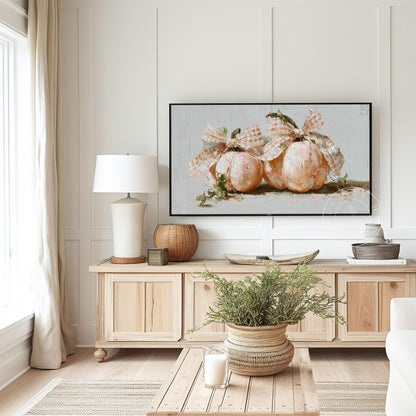 Pumpkins with Bows Frame Tv Art, Digital Download Art for Frame Tv, Fall Tv Art, Halloween Tv Art, Painting Frame Tv Art