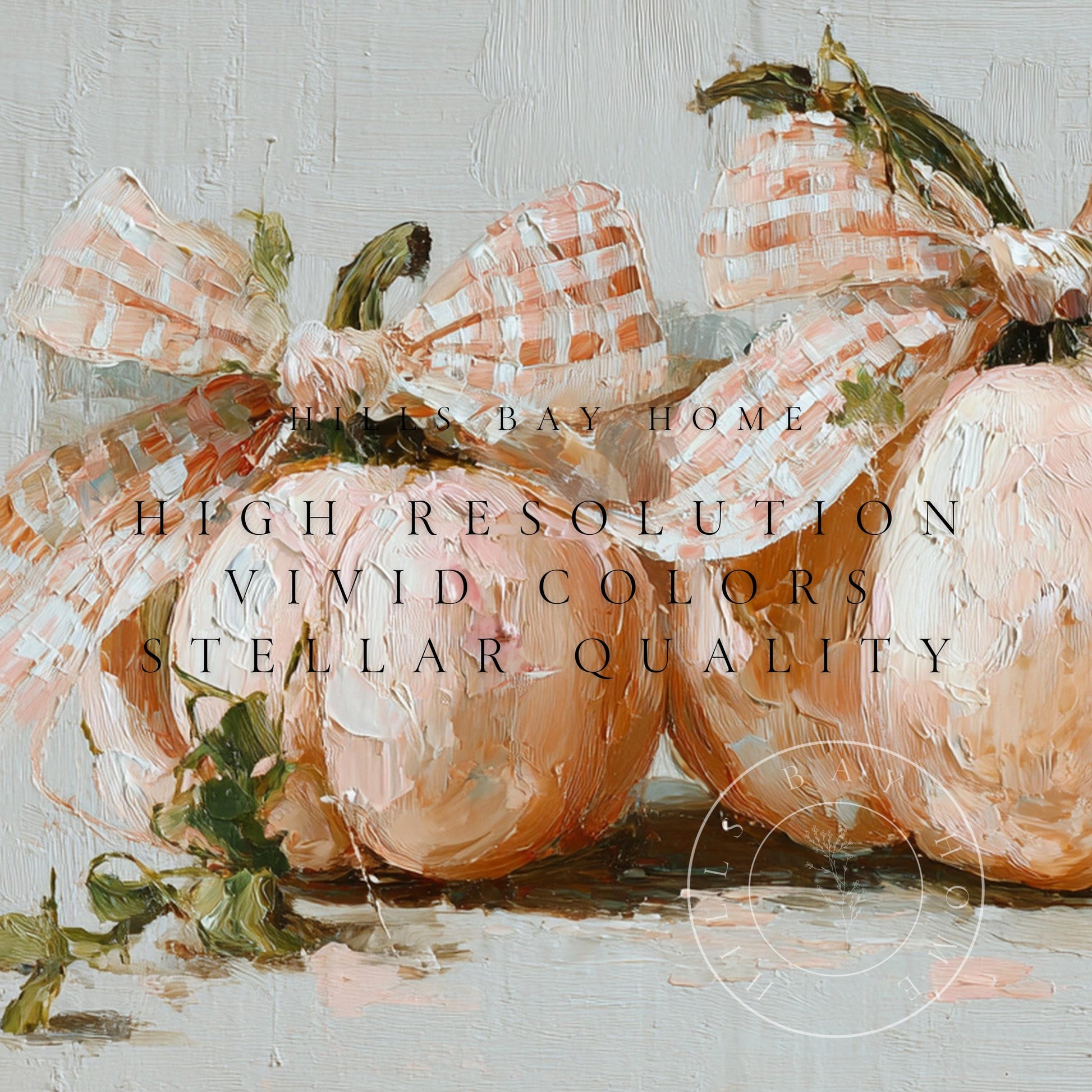 Pumpkins with Bows Frame Tv Art, Digital Download Art for Frame Tv, Fall Tv Art, Halloween Tv Art, Painting Frame Tv Art