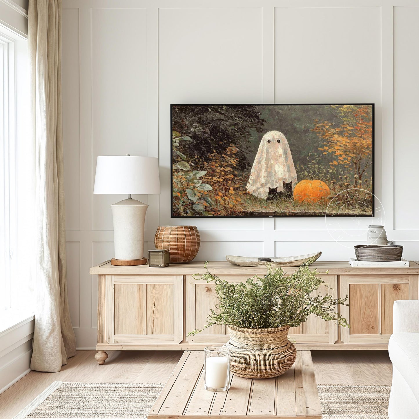 Halloween Frame Tv Art, Digital Download Art for Frame Tv, Fall Tv Art, Ghost Tv Art, Painting Frame Tv Art, Spooky Tv Art