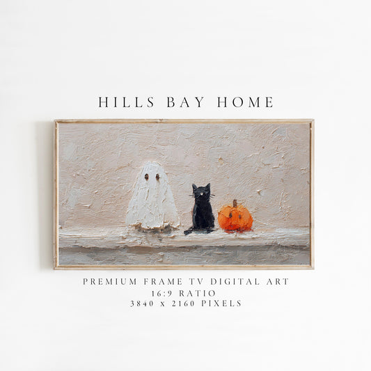 Cute Halloween Frame Tv Art, Digital Download Art for Frame Tv, Fall Tv Art, Ghost Tv Art, Painting Frame Tv Art, Spooky Tv Art
