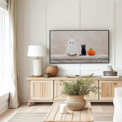 Cute Halloween Frame Tv Art, Digital Download Art for Frame Tv, Fall Tv Art, Ghost Tv Art, Painting Frame Tv Art, Spooky Tv Art