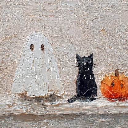 Cute Halloween Frame Tv Art, Digital Download Art for Frame Tv, Fall Tv Art, Ghost Tv Art, Painting Frame Tv Art, Spooky Tv Art