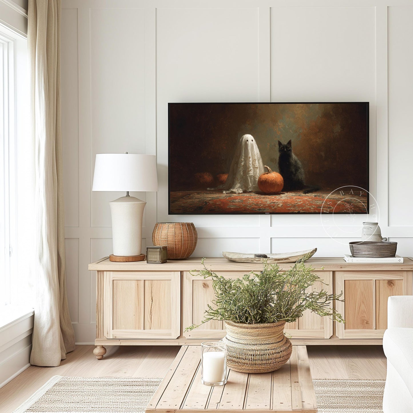 Halloween Frame Tv Art, Digital Download Art for Frame Tv, Fall Tv Art, Ghost Tv Art, Painting Frame Tv Art, Spooky Tv Art