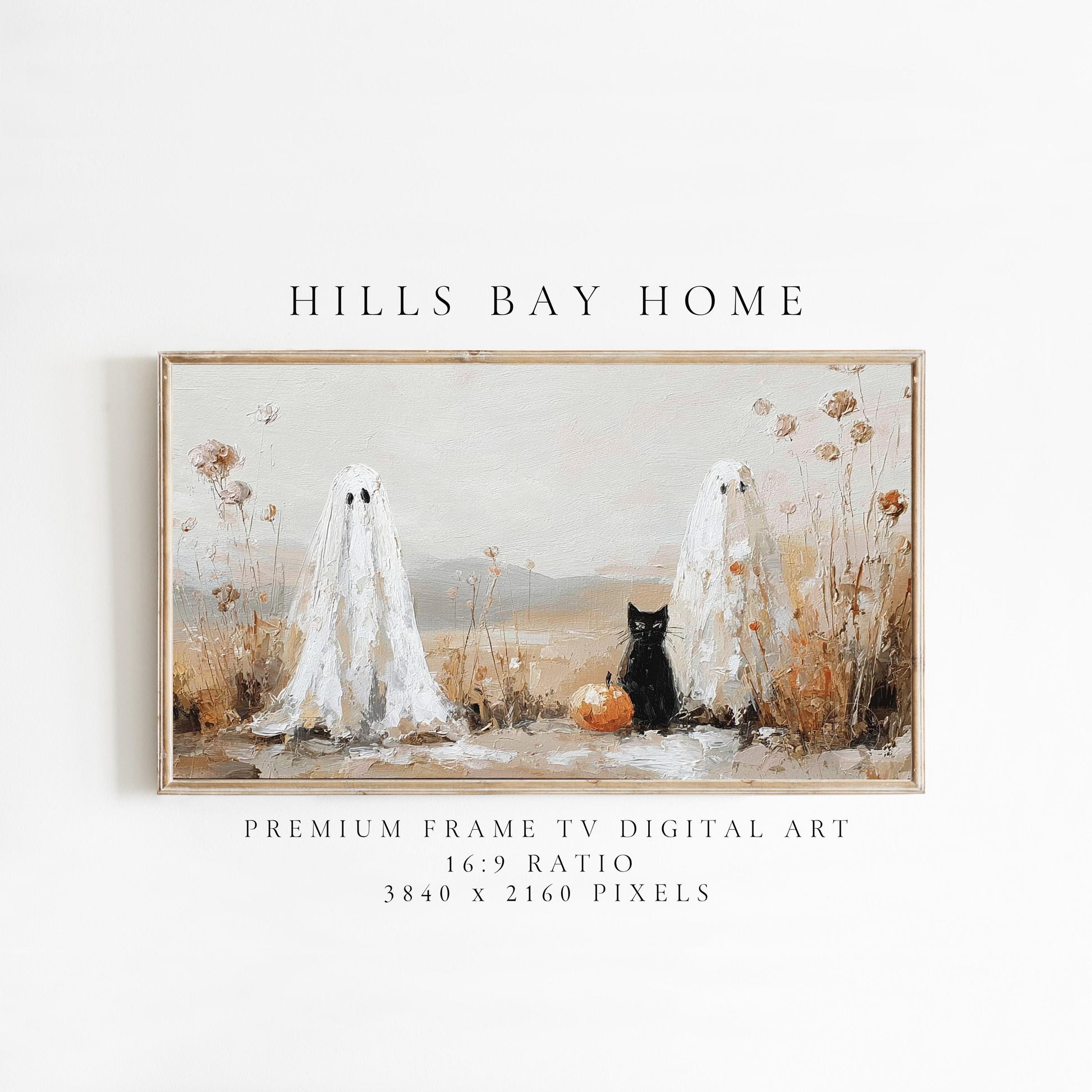 Halloween Frame Tv Art, Digital Download Art for Frame Tv, Fall Tv Art, Ghost Tv Art, Painting Frame Tv Art, Spooky Tv Art