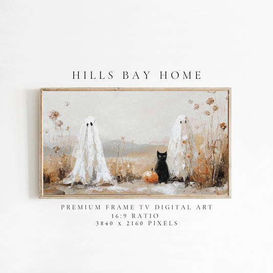 Halloween Frame Tv Art, Digital Download Art for Frame Tv, Fall Tv Art, Ghost Tv Art, Painting Frame Tv Art, Spooky Tv Art