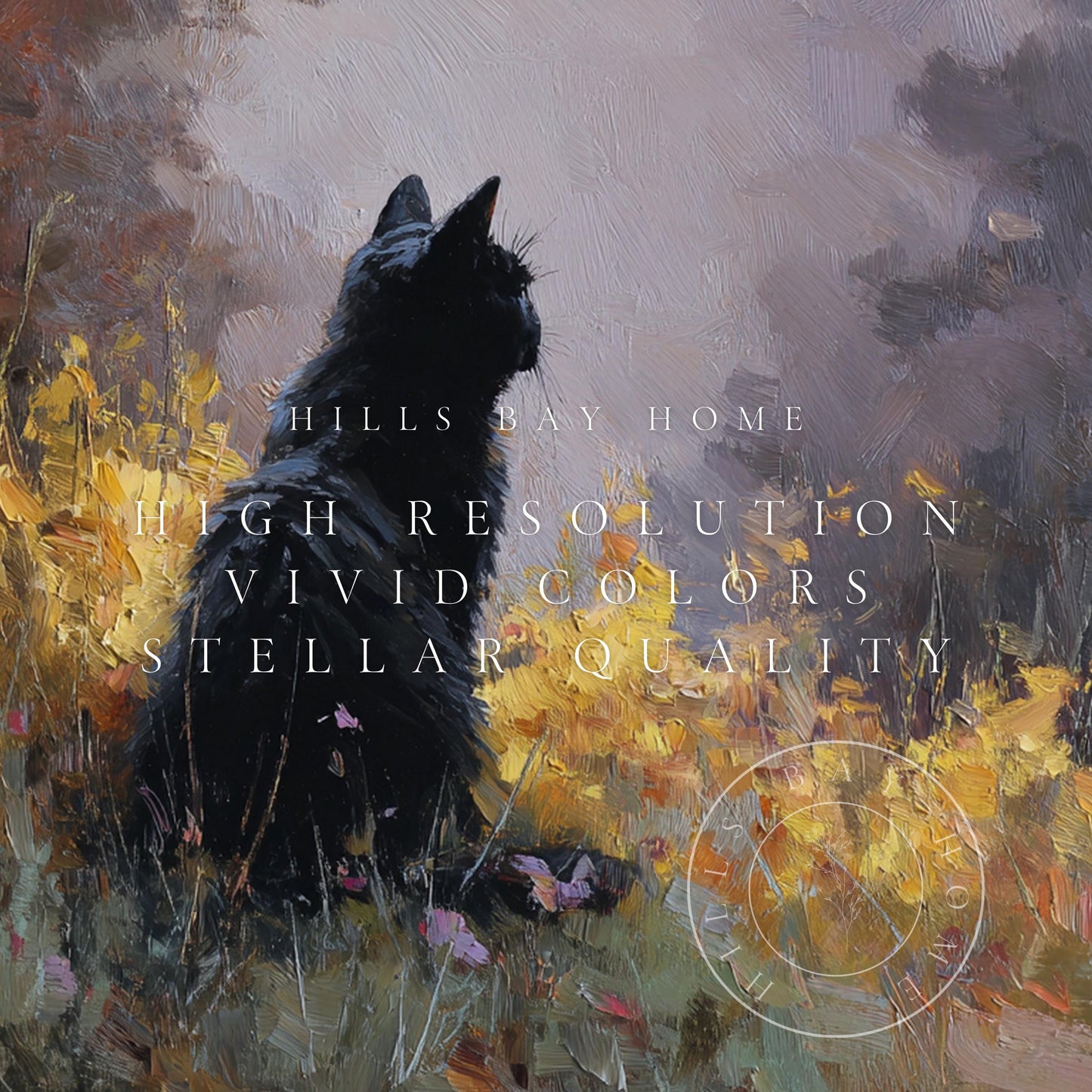 Black Cat Frame Tv Art, Digital Download Art for Frame Tv, Fall Tv Art, Halloween Tv Art, Painting Frame Tv Art, Cat Tv Art