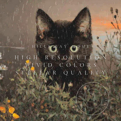 Black Cat Frame Tv Art, Digital Download Art for Frame Tv, Fall Tv Art, Halloween Tv Art, Painting Frame Tv Art, Cat Tv Art