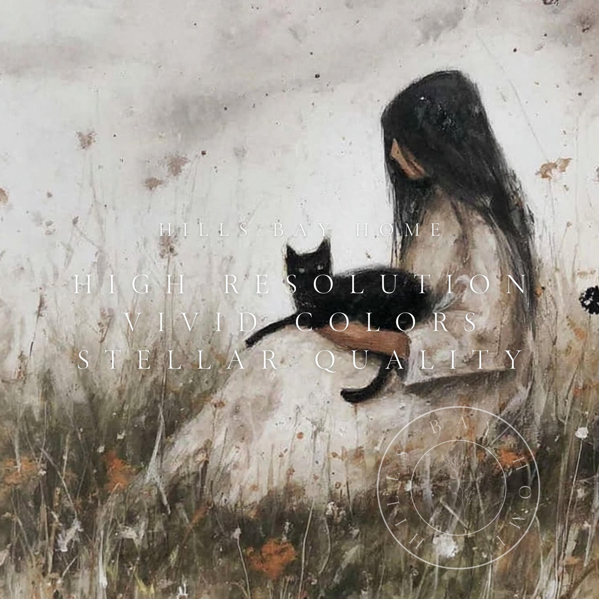Black Cat Frame Tv Art, Digital Download Art for Frame Tv, Fall Tv Art, Halloween Tv Art, Painting Frame Tv Art, Cat Tv Art