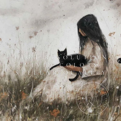 Black Cat Frame Tv Art, Digital Download Art for Frame Tv, Fall Tv Art, Halloween Tv Art, Painting Frame Tv Art, Cat Tv Art