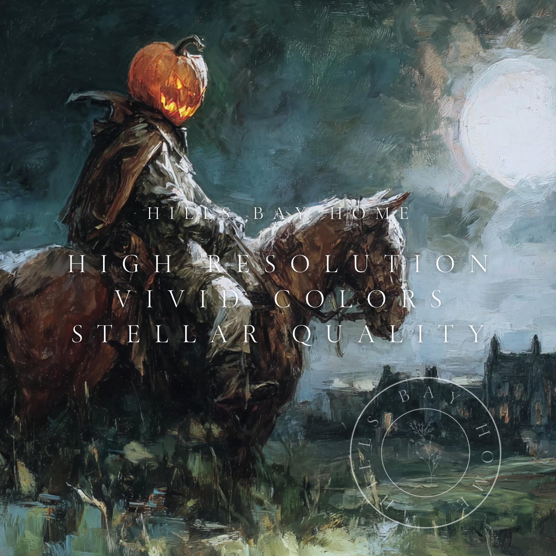 Halloween Frame Tv Art, Digital Download Art for Frame Tv, Fall Tv Art, Headless Horseman Tv Art, Painting Frame Tv Art, Spooky Tv Art