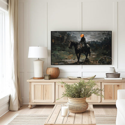 Halloween Frame Tv Art, Digital Download Art for Frame Tv, Fall Tv Art, Headless Horseman Tv Art, Painting Frame Tv Art, Spooky Tv Art