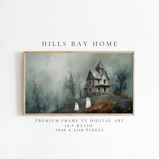 Halloween Frame Tv Art, Digital Art for Frame Tv, Fall Tv Art, Ghost Tv Art, Painting Frame Tv Art, Spooky Tv Art, Haunted House Tv Art