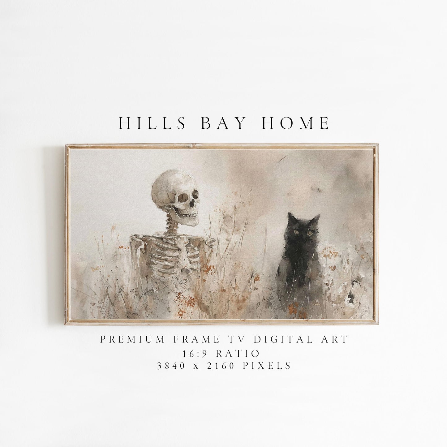 Halloween Frame Tv Art, Digital Art for Frame Tv, Fall Tv Art, Skeleton Tv Art, Painting Frame Tv Art, Spooky Tv Art, Black Cat Tv Art