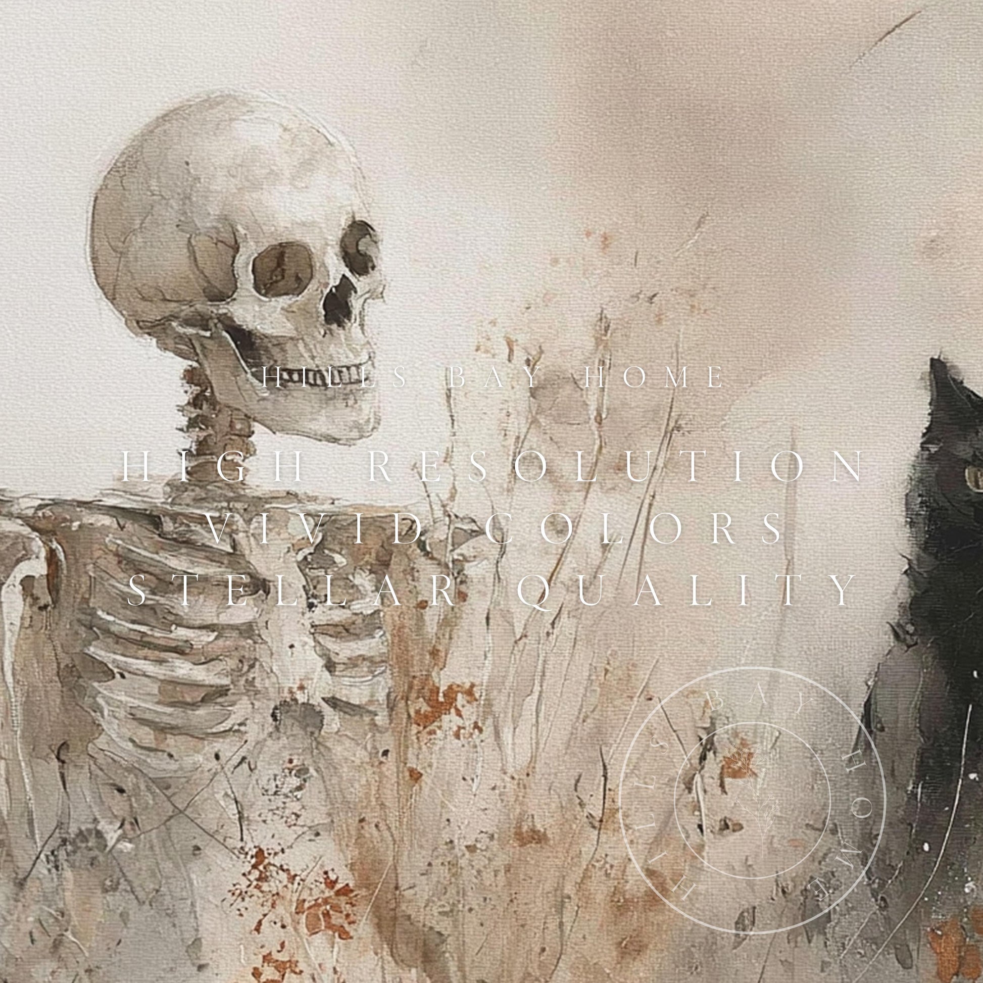Halloween Frame Tv Art, Digital Art for Frame Tv, Fall Tv Art, Skeleton Tv Art, Painting Frame Tv Art, Spooky Tv Art, Black Cat Tv Art