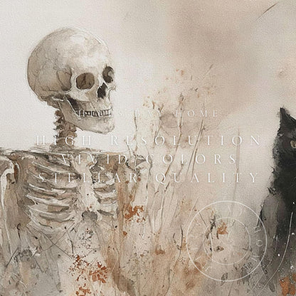 Halloween Frame Tv Art, Digital Art for Frame Tv, Fall Tv Art, Skeleton Tv Art, Painting Frame Tv Art, Spooky Tv Art, Black Cat Tv Art