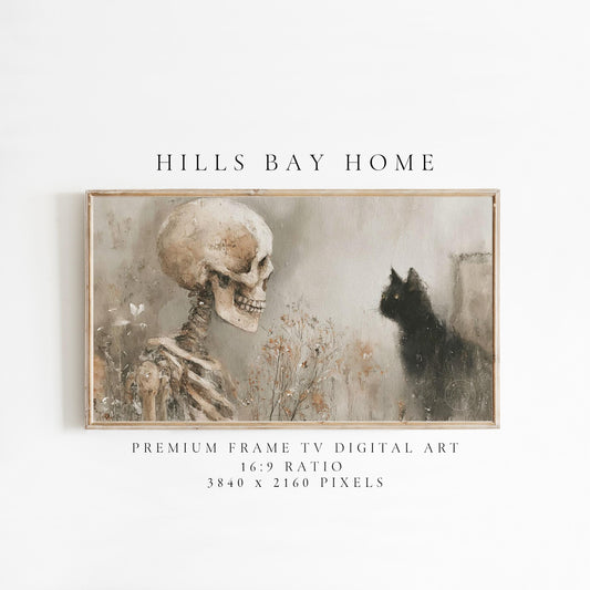Halloween Frame Tv Art, Digital Art for Frame Tv, Fall Tv Art, Skeleton Tv Art, Painting Frame Tv Art, Spooky Tv Art, Black Cat Tv Art
