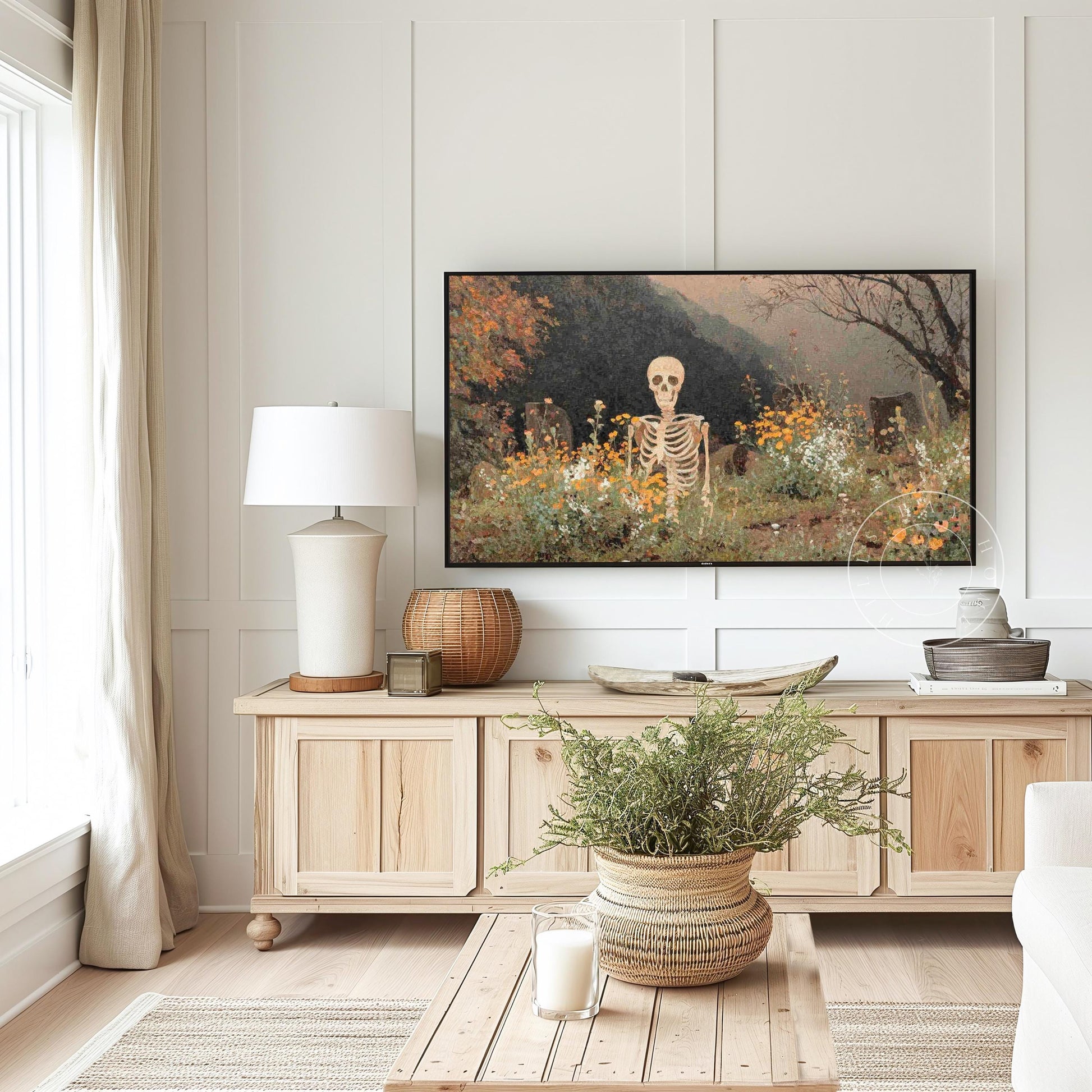 Halloween Frame Tv Art, Digital Art for Frame Tv, Fall Tv Art, Skeleton Tv Art, Painting Frame Tv Art, Spooky Tv Art, Black Cat Tv Art
