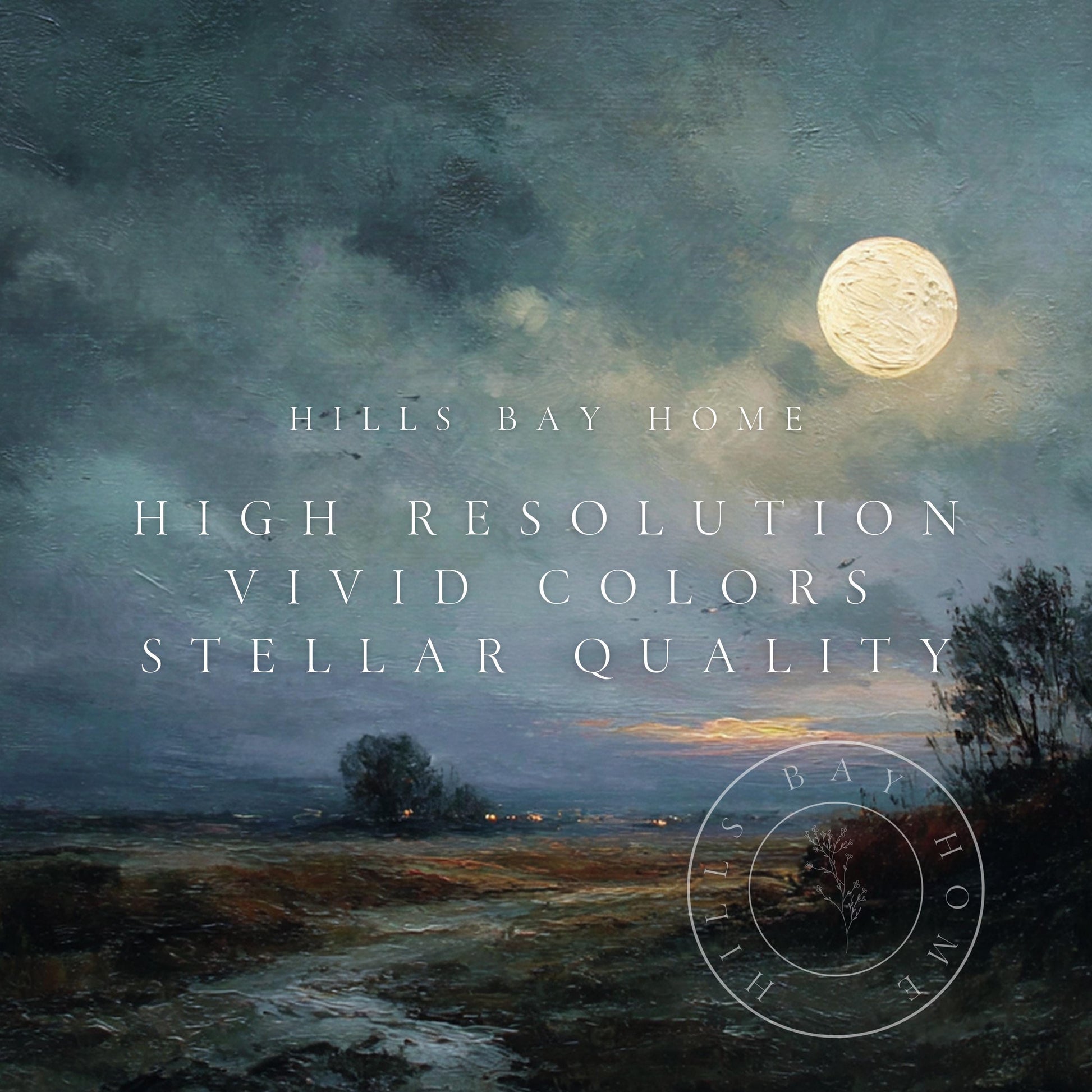 Full Moon Frame Tv Art, Digital Art for Frame Tv, Night Tv Art, Meadow Tv Art, Painting Frame Tv Art, Night Landscape Tv Art, Neutral Tv Art