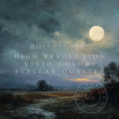 Full Moon Frame Tv Art, Digital Art for Frame Tv, Night Tv Art, Meadow Tv Art, Painting Frame Tv Art, Night Landscape Tv Art, Neutral Tv Art