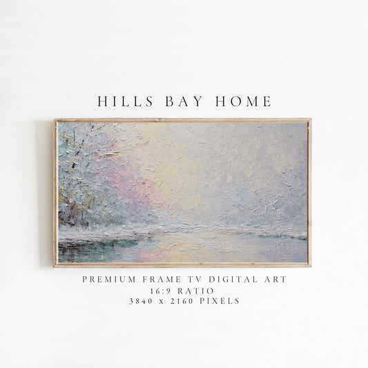 Dreamy Winter Trees Landscape Frame Tv Art, Digital Download Art for Frame Tv, Snow Tv Art, Painting Frame Tv Art