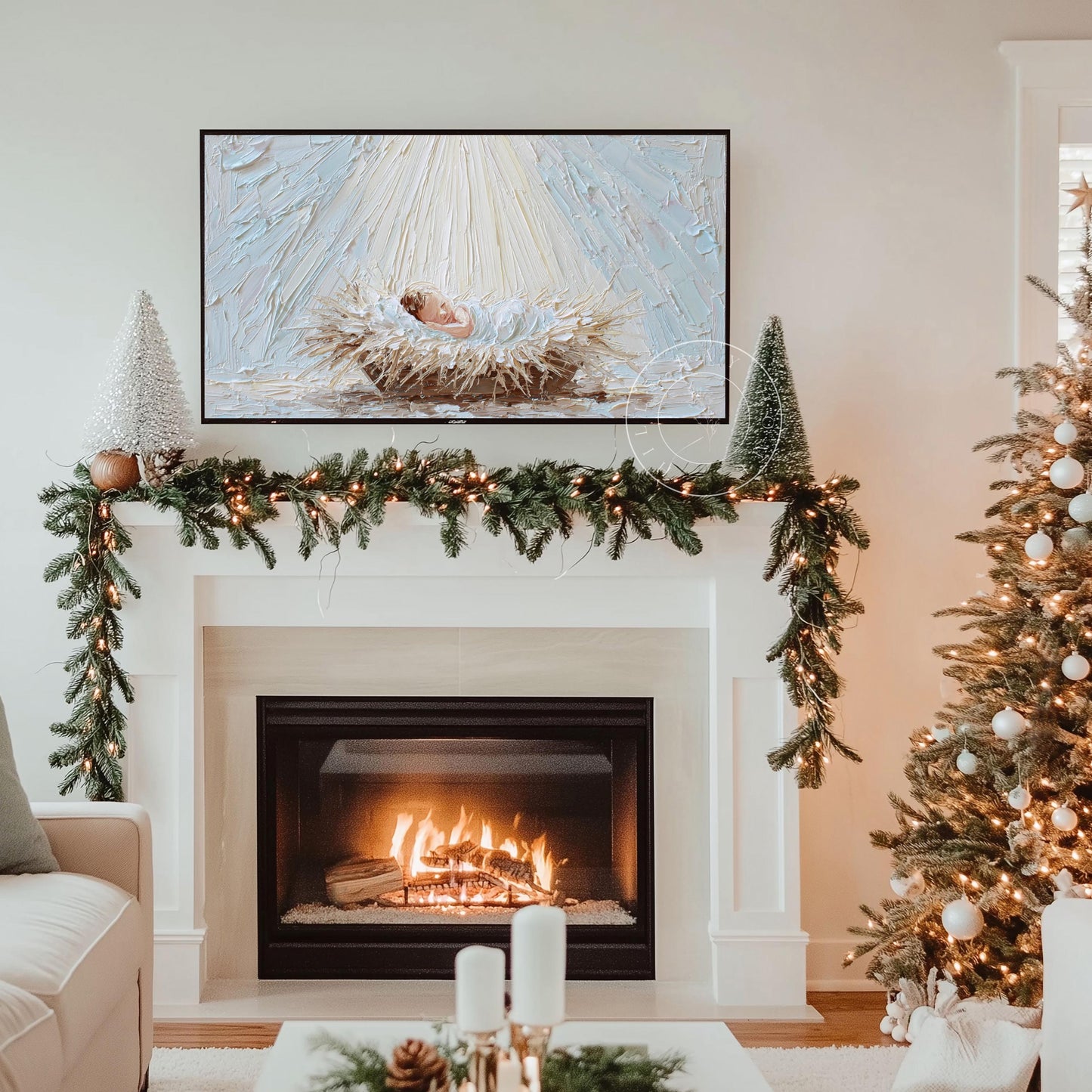 Baby Jesus Frame Tv Art, Digital Download Art for Frame Tv, Christian Tv Art, Christmas Tv Art, Nativity Art, Painting Frame Tv Art