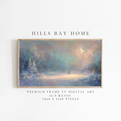 Winter Ballerina Frame Tv Art, Digital Download Art for Frame Tv, Dreamy Tv Art, Christmas Tv Art, Painting Frame Tv Art
