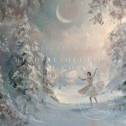 Winter Ballerina Frame Tv Art, Digital Download Art for Frame Tv, Dreamy Tv Art, Christmas Tv Art, Painting Frame Tv Art