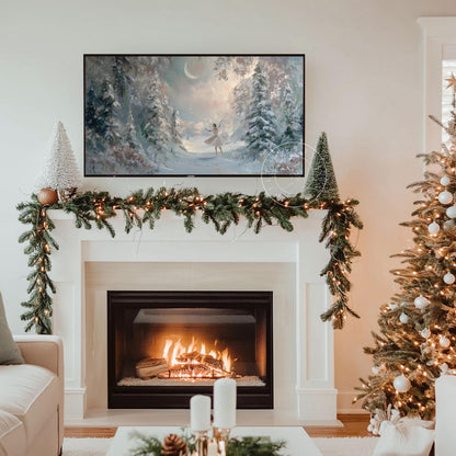 Winter Ballerina Frame Tv Art, Digital Download Art for Frame Tv, Dreamy Tv Art, Christmas Tv Art, Painting Frame Tv Art