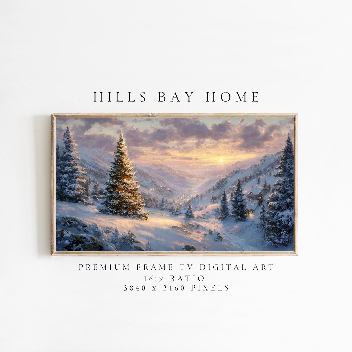 Christmas Landscape Frame Tv Art, Digital Download Art for Frame Tv, Winter Tv Art, Christmas Tree Tv Art, Painting Frame Tv Art