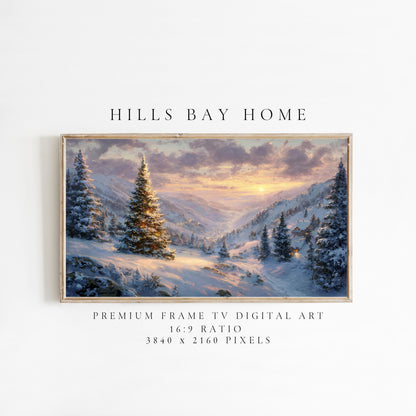 Christmas Landscape Frame Tv Art, Digital Download Art for Frame Tv, Winter Tv Art, Christmas Tree Tv Art, Painting Frame Tv Art