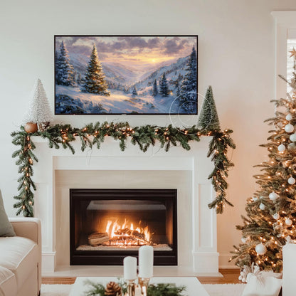 Christmas Landscape Frame Tv Art, Digital Download Art for Frame Tv, Winter Tv Art, Christmas Tree Tv Art, Painting Frame Tv Art