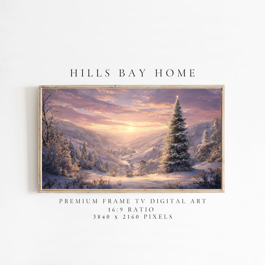 Christmas Landscape Frame Tv Art, Digital Download Art for Frame Tv, Winter Tv Art, Christmas Tree Tv Art, Painting Frame Tv Art