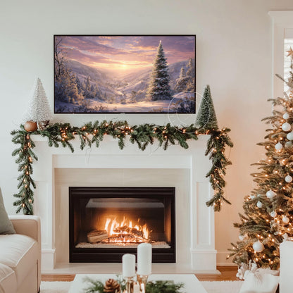 Christmas Landscape Frame Tv Art, Digital Download Art for Frame Tv, Winter Tv Art, Christmas Tree Tv Art, Painting Frame Tv Art