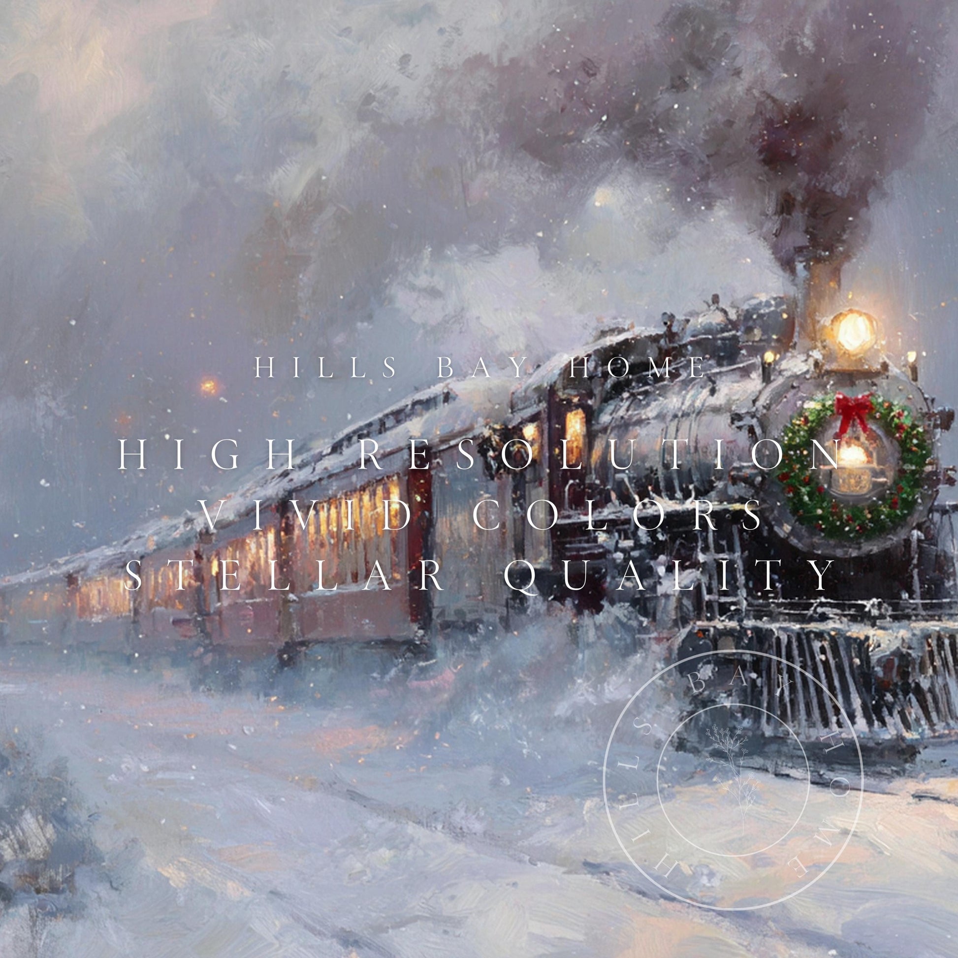 Christmas Train Frame Tv Art, Digital Download Art for Frame Tv, Winter Tv Art, Christmas Tv Art, Painting Frame Tv Art