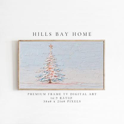 Neutral Christmas Tree Frame Tv Art, Digital Download Art for Frame Tv, Winter Tv Art, Christmas Tv Art, Painting Frame Tv Art